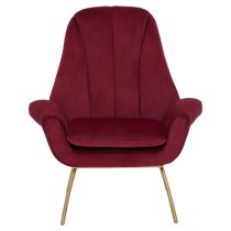 Biltun Upholstered Velvet Bedroom Chair In Red