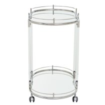 Orizone Oval Clear Glass Top Drinks Trolley With Silver Frame