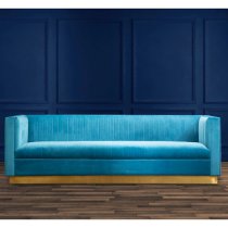 Opals Upholstered 3 Seater Velvet Sofa In Light Blue