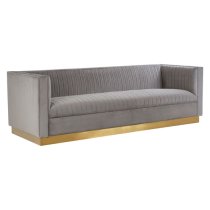 Opals Upholstered 3 Seater Velvet Sofa In Grey