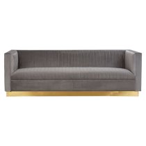 Opals Upholstered 3 Seater Velvet Sofa In Grey