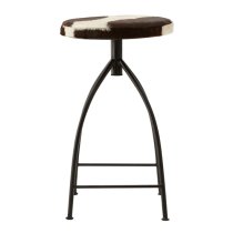 Algieba Cowhide Fabric Bar Stool With Black Metal Legs