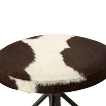 Algieba Cowhide Fabric Bar Stool With Black Metal Legs