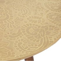 Algieba Round Wooden Side Table In Gold