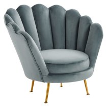 Ovaley Upholstered Velvet Accent Chair In Light Blue