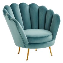 Ovaley Upholstered Velvet Accent Chair In Blue