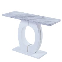 Halo High Gloss Console Table In Magnesia Marble Effect