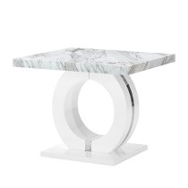 Halo High Gloss Lamp Table In Magnesia Marble Effect