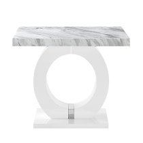 Halo High Gloss Lamp Table In Magnesia Marble Effect