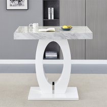 Halo High Gloss Bar Table In Magnesia Marble Effect