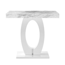 Halo High Gloss Bar Table In Magnesia Marble Effect