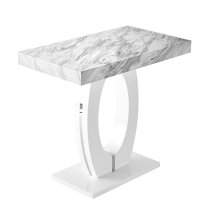 Halo High Gloss Bar Table In Magnesia Marble Effect