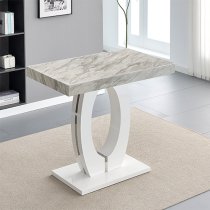 Halo High Gloss Bar Table In Magnesia Marble Effect