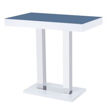 Caprice High Gloss Bar Table In White With Grey Glass Top