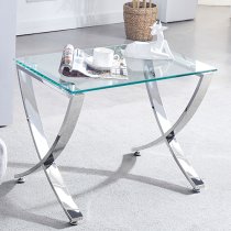 Vienna Clear Glass Nest Of 2 Tables With Angular Chrome Legs