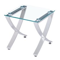 Vienna Clear Glass Nest Of 2 Tables With Angular Chrome Legs