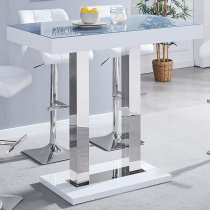 Caprice Grey White Gloss Bar Table With 4 Candid Grey Stools