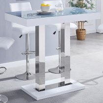 Caprice Grey White Gloss Bar Table With 4 Ripple Grey Stools