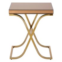 Kensick Mirrored Glass Side Table With Gold Frame