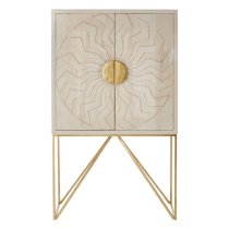 Nekkar Wooden Storage Cabinet In Whitewash And Antique Brass