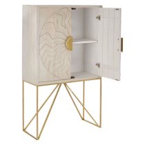 Nekkar Wooden Storage Cabinet In Whitewash And Antique Brass