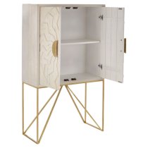 Nekkar Wooden Storage Cabinet In Whitewash And Antique Brass