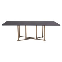 Bunda Wooden Dining Table With Brass Frame In Dark Wood