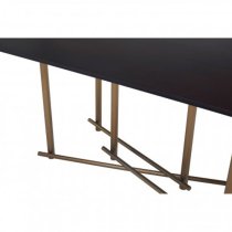 Bunda Wooden Dining Table With Brass Frame In Dark Wood