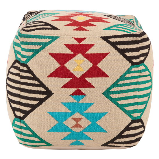 Cafenos Square Fabric Pouffe In Multicolor