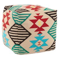 Cafenos Square Fabric Pouffe In Multicolor