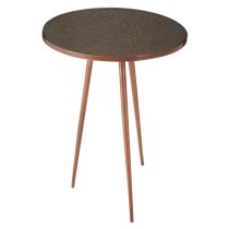 Akela Round Glass Top Side Table With Copper Metal Legs