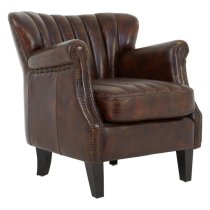 Sadalmelik Upholstered Leather Armchair In Weathered Brown