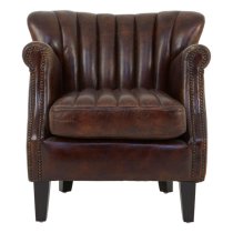 Sadalmelik Upholstered Leather Armchair In Weathered Brown