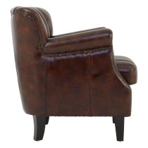 Sadalmelik Upholstered Leather Armchair In Weathered Brown