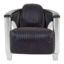 Sadalmelik Upholstered Faux Leather Armchair In Black