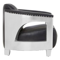 Sadalmelik Upholstered Faux Leather Armchair In Black