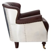 Sadalmelik Upholstered Leather Armchair In Brown