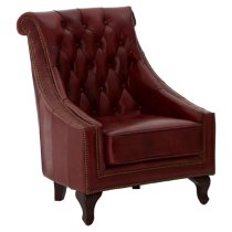 Sadalmelik Genuine Leather Armchair In Red