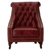 Sadalmelik Genuine Leather Armchair In Red