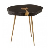 Almory Wooden Side Table In Black And Gold