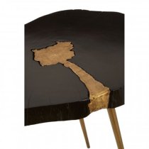 Almory Wooden Side Table In Black And Gold