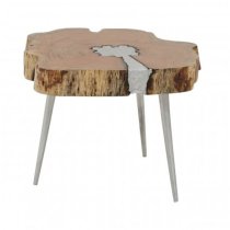 Almory Wooden Coffee Table In Natural And Silver