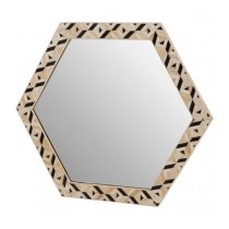 Harla Hexagonal Wall Bedroom Mirror In Black And Ivory Frame