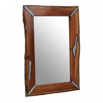 Almory Rectangular Wall Bedroom Mirror In Natural Frame