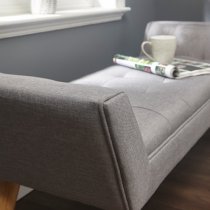 Mopeth Fabric Upholstered Window Seat Bench In Grey