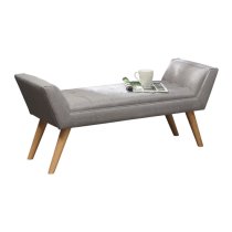 Mopeth Fabric Upholstered Window Seat Bench In Grey