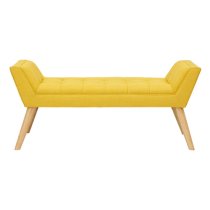 Mopeth Fabric Upholstered Window Seat Bench In Yellow