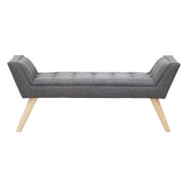 Mopeth Fabric Upholstered Window Seat Bench In Dark Grey