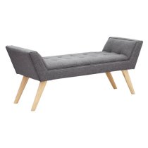 Mopeth Fabric Upholstered Window Seat Bench In Dark Grey