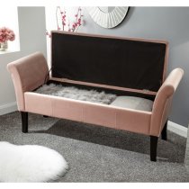 Otterburn Fabric Upholstered Window Seat Bench In Pink